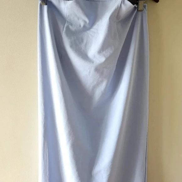 Bardot Cut Out Slit Classy Midi Fitted Cocktail Dress in Light Blue Size XXL. - Picture 10 of 15